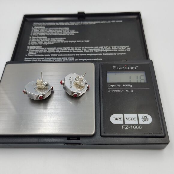 Mars & Valentine Echo Of The Dreamer Sterling 925 Gemstone Two Tone Earrings - Picture 15 of 16